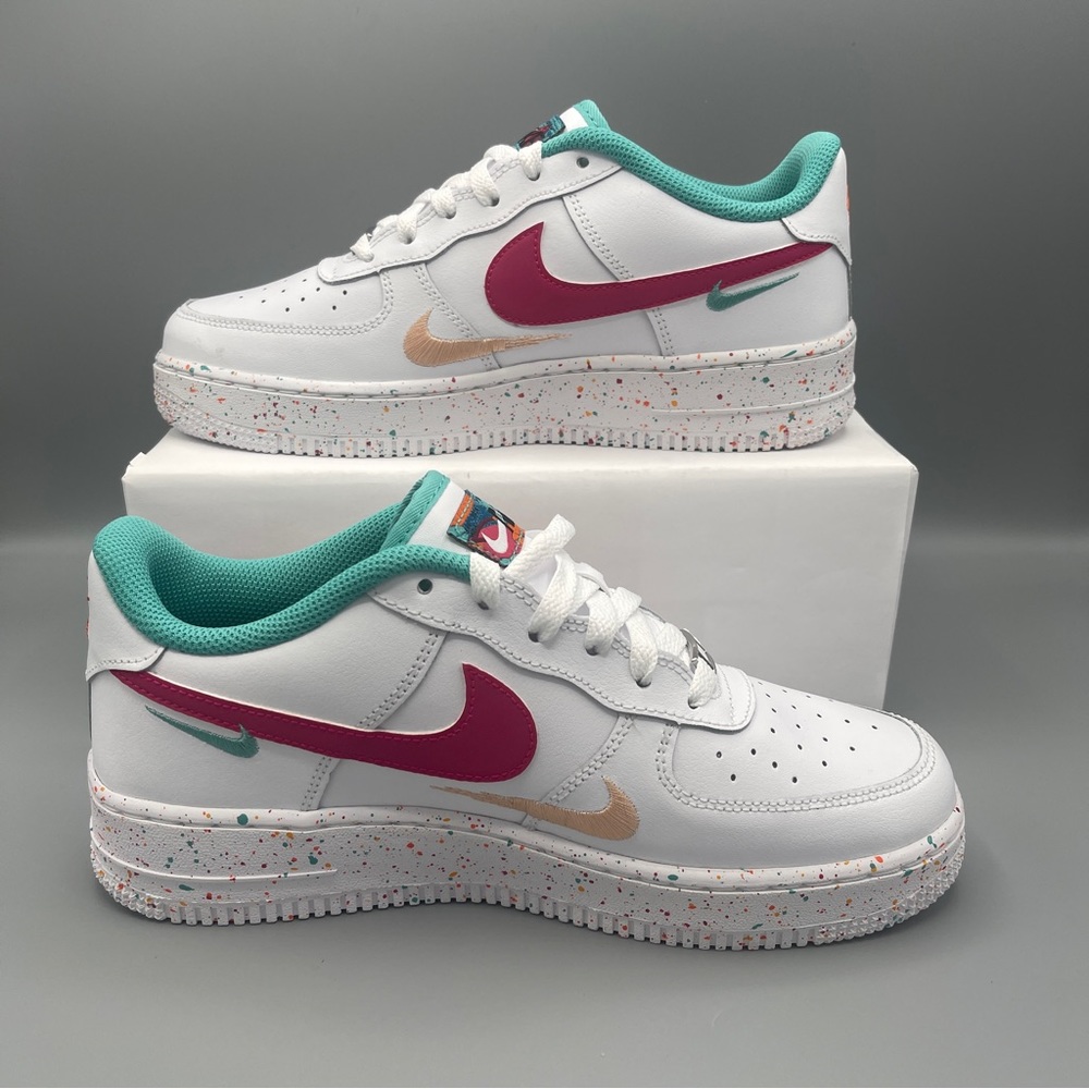 Nike Air Force 1 LV8 GS Big Girl 7Y Casual Shoes White/Safety Orange \Women #8.5 - Picture 3 of 16